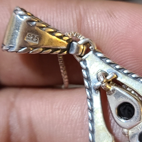 Vintage Valerio Baltic Amber & Silver Teardrop Dangle Pendant on 18in Box Chain - Picture 11 of 12